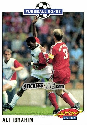 Sticker Ali Ibrahim - Bundesliga Fussball 1992-1993 Action Cards n. 232 - Panini