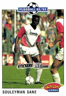 Sticker Souleyman Sane - Bundesliga Fussball 1992-1993 Action Cards - Panini