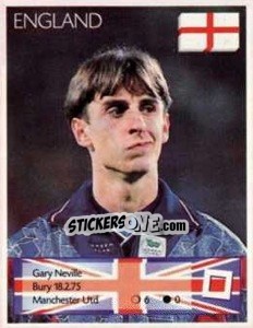 Sticker Gary Neville - Euro 1996 n. 17 - Manil