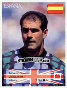 Sticker Andoni Zubizarreta - Euro 1996 n. 93 - Manil