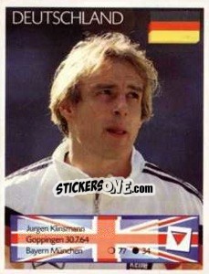 Sticker Jurgen Klinsmann - Euro 1996 n. 186 - Manil