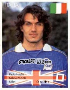 Sticker Paolo Maldini - Euro 1996 n. 205 - Manil