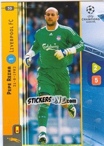 Sticker Pepe Reina - UEFA Champions League 2008-2009. Trading Cards Game n. 30 - Panini