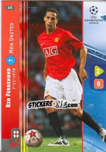 Sticker Rio Ferdinand - UEFA Champions League 2008-2009. Trading Cards Game n. 45 - Panini
