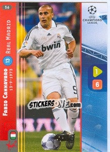Sticker Fabio Cannavaro - UEFA Champions League 2008-2009. Trading Cards Game n. 56 - Panini