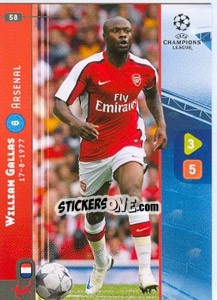 Sticker William Gallas - UEFA Champions League 2008-2009. Trading Cards Game n. 58 - Panini