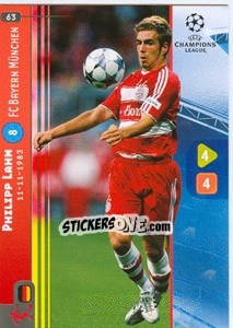 Sticker Philipp Lahm - UEFA Champions League 2008-2009. Trading Cards Game n. 63 - Panini