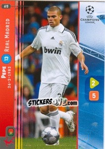 Sticker Pepe - UEFA Champions League 2008-2009. Trading Cards Game n. 65 - Panini