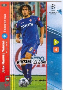 Sticker Juan Manuel Vargas - UEFA Champions League 2008-2009. Trading Cards Game n. 67 - Panini