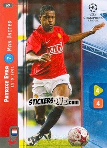 Sticker Patrice Evra - UEFA Champions League 2008-2009. Trading Cards Game n. 69 - Panini