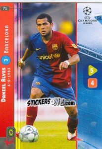 Sticker Dani Alves - UEFA Champions League 2008-2009. Trading Cards Game n. 71 - Panini