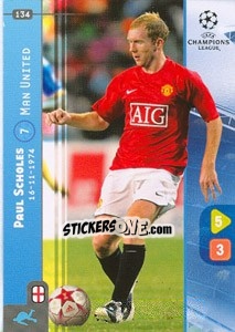 Sticker Paul Scholes - UEFA Champions League 2008-2009. Trading Cards Game n. 134 - Panini