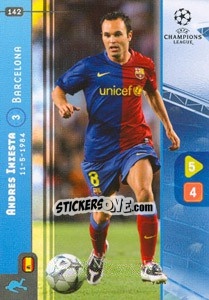 Sticker Andres Iniesta - UEFA Champions League 2008-2009. Trading Cards Game n. 142 - Panini