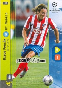 Sticker Diego Forlán - UEFA Champions League 2008-2009. Trading Cards Game n. 162 - Panini