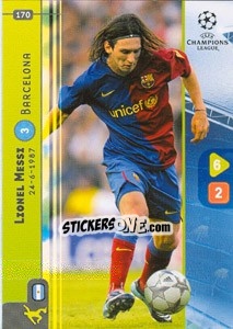 Sticker Lionel Messi - UEFA Champions League 2008-2009. Trading Cards Game n. 170 - Panini