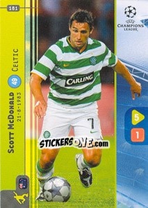Sticker Scott McDonald - UEFA Champions League 2008-2009. Trading Cards Game n. 181 - Panini