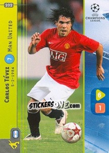 Sticker Carlos Tévez - UEFA Champions League 2008-2009. Trading Cards Game n. 202 - Panini