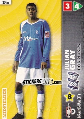 Sticker Julian Gray - Coca-Cola Championship 2006-2007 n. 20 - Panini
