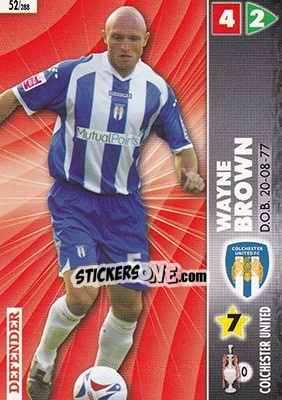 Sticker Wayne Brown - Coca-Cola Championship 2006-2007 n. 52 - Panini