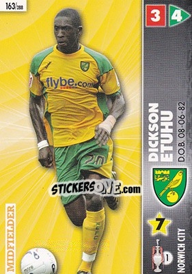 Sticker Dickson Etuhu - Coca-Cola Championship 2006-2007 n. 163 - Panini