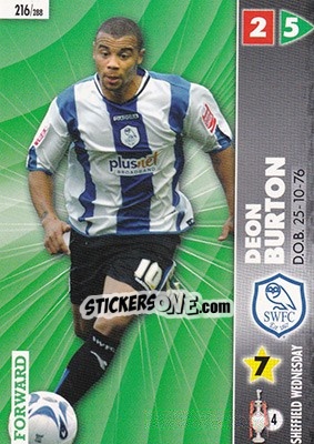Sticker Deon Burton - Coca-Cola Championship 2006-2007 n. 216 - Panini