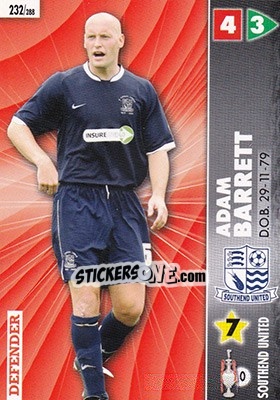 Sticker Adam Barrett - Coca-Cola Championship 2006-2007 n. 232 - Panini