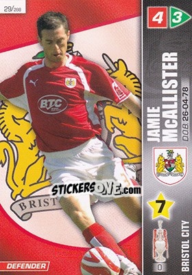 Cromo Jamie McAllister - Coca-Cola Championship 2007-2008 n. 29 - Panini