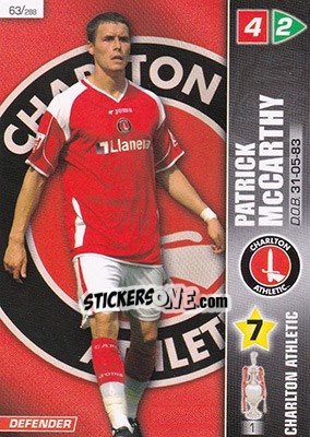 Sticker Patrick McCarthy - Coca-Cola Championship 2007-2008 n. 63 - Panini