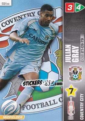 Sticker Julian Gray - Coca-Cola Championship 2007-2008 n. 93 - Panini