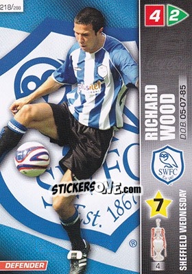 Sticker Richard Wood - Coca-Cola Championship 2007-2008 n. 218 - Panini