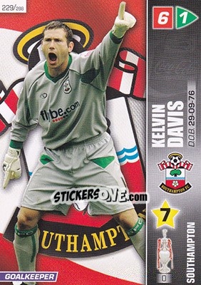 Sticker Kelvin Davis - Coca-Cola Championship 2007-2008 n. 229 - Panini