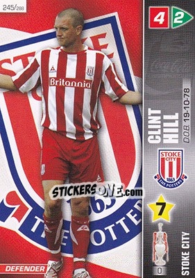 Sticker Clint Hill - Coca-Cola Championship 2007-2008 n. 245 - Panini