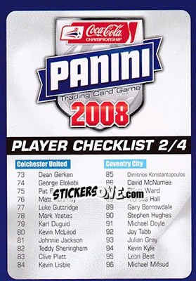 Cromo Checklist - Coca-Cola Championship 2007-2008 - Panini