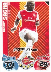 Sticker Bacary Sagna - English Premier League 2010-2011. Match Attax n. 2 - Topps