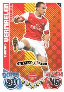 Sticker Thomas Vermaelen - English Premier League 2010-2011. Match Attax - Topps