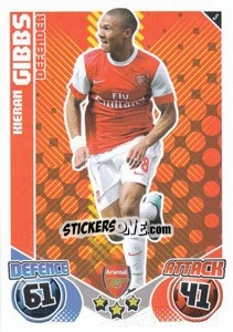 Sticker Kieran Gibbs - English Premier League 2010-2011. Match Attax n. 5 - Topps