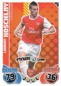 Sticker Laurent Koscielny - English Premier League 2010-2011. Match Attax n. 6 - Topps