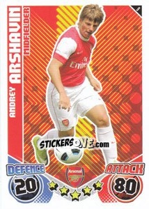 Sticker Andrey Arshavin - English Premier League 2010-2011. Match Attax n. 9 - Topps
