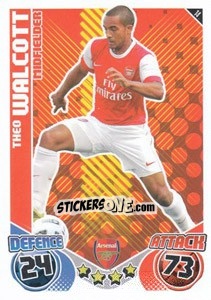 Sticker Theo Walcott - English Premier League 2010-2011. Match Attax n. 14 - Topps