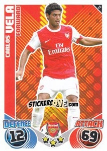 Sticker Carlos Vela - English Premier League 2010-2011. Match Attax n. 17 - Topps
