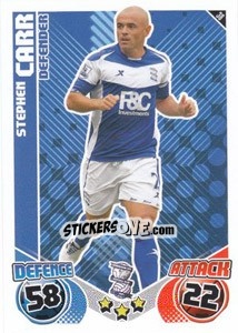 Sticker Stephen Carr - English Premier League 2010-2011. Match Attax n. 38 - Topps