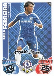 Sticker Paulo Ferreira - English Premier League 2010-2011. Match Attax n. 115 - Topps