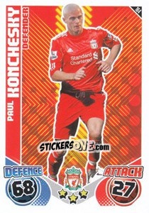Sticker Paul Konchesky - English Premier League 2010-2011. Match Attax n. 164 - Topps