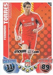 Sticker Fernando Torres - English Premier League 2010-2011. Match Attax n. 179 - Topps