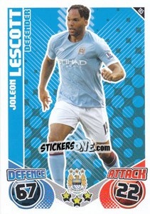 Sticker Joleon Lescott - English Premier League 2010-2011. Match Attax - Topps