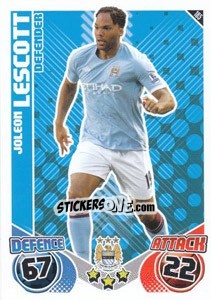 Sticker Joleon Lescott - English Premier League 2010-2011. Match Attax n. 185 - Topps