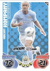 Sticker Vincent Kompany - English Premier League 2010-2011. Match Attax n. 188 - Topps
