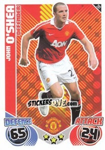 Sticker John O'Shea - English Premier League 2010-2011. Match Attax n. 201 - Topps