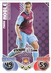 Sticker Mark Noble - English Premier League 2010-2011. Match Attax n. 317 - Topps