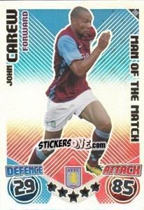 Sticker John Carew - English Premier League 2010-2011. Match Attax n. 386 - Topps